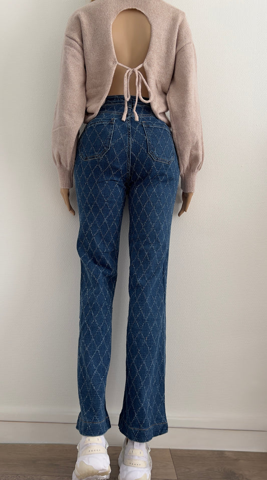 Jean Patte d'Éléphant Stretch à Motif Losange