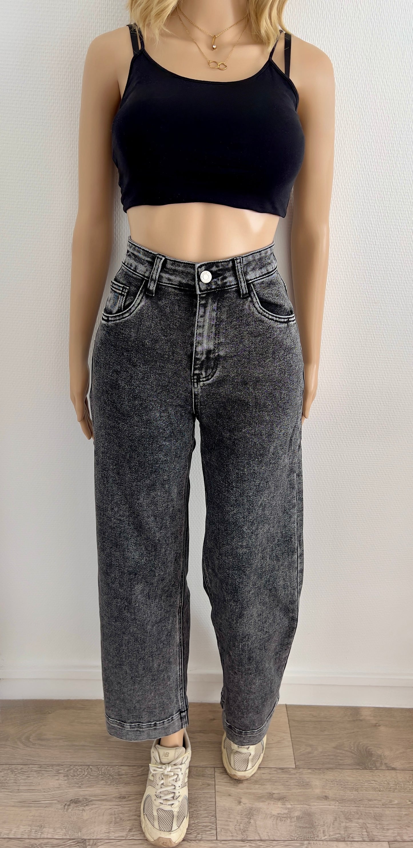 Jean Gris Effet Délavé Style Baggy