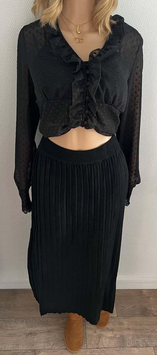 Jupe Longue Côtelée Noire