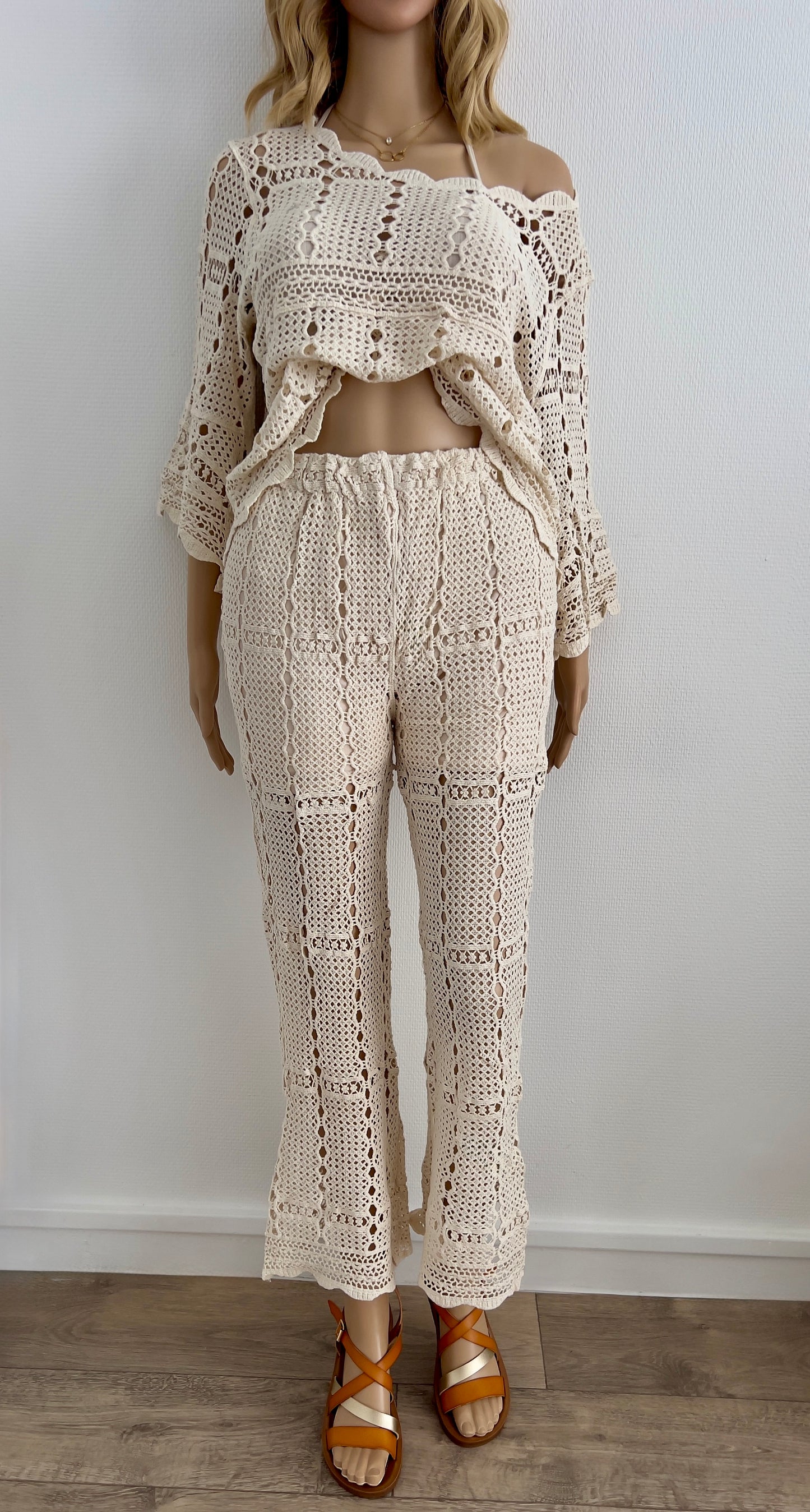 Ensemble “Santorini” – Total Look Crochet Crème