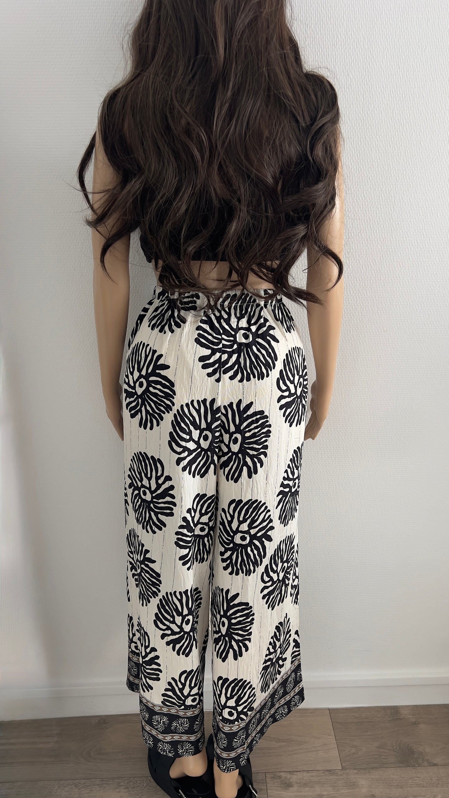 Pantalon “Luma” – Imprimé Noir & Blanc Cassé