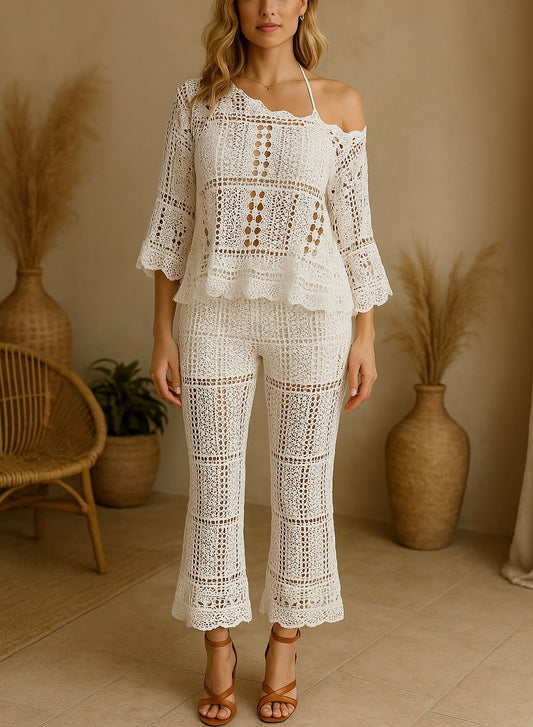 Ensemble “Santorini” – Total Look Crochet Blanc