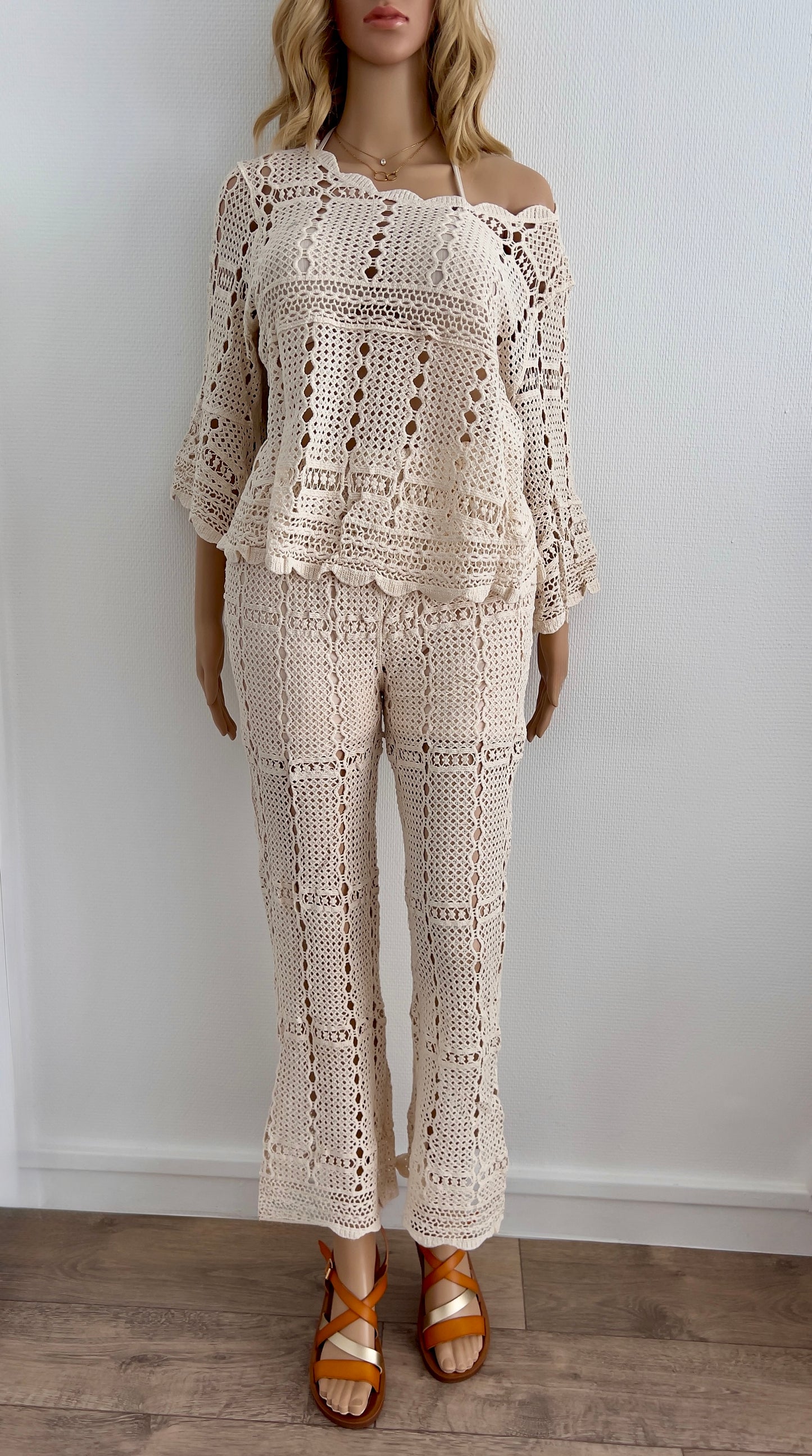 Ensemble “Santorini” – Total Look Crochet Crème