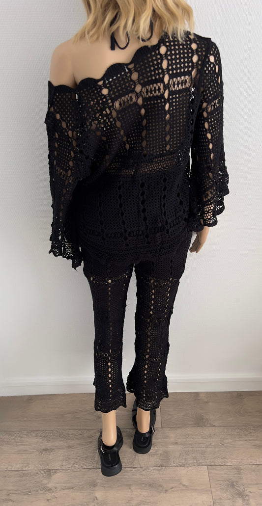 Ensemble “Santorini” – Total Look Crochet Noir