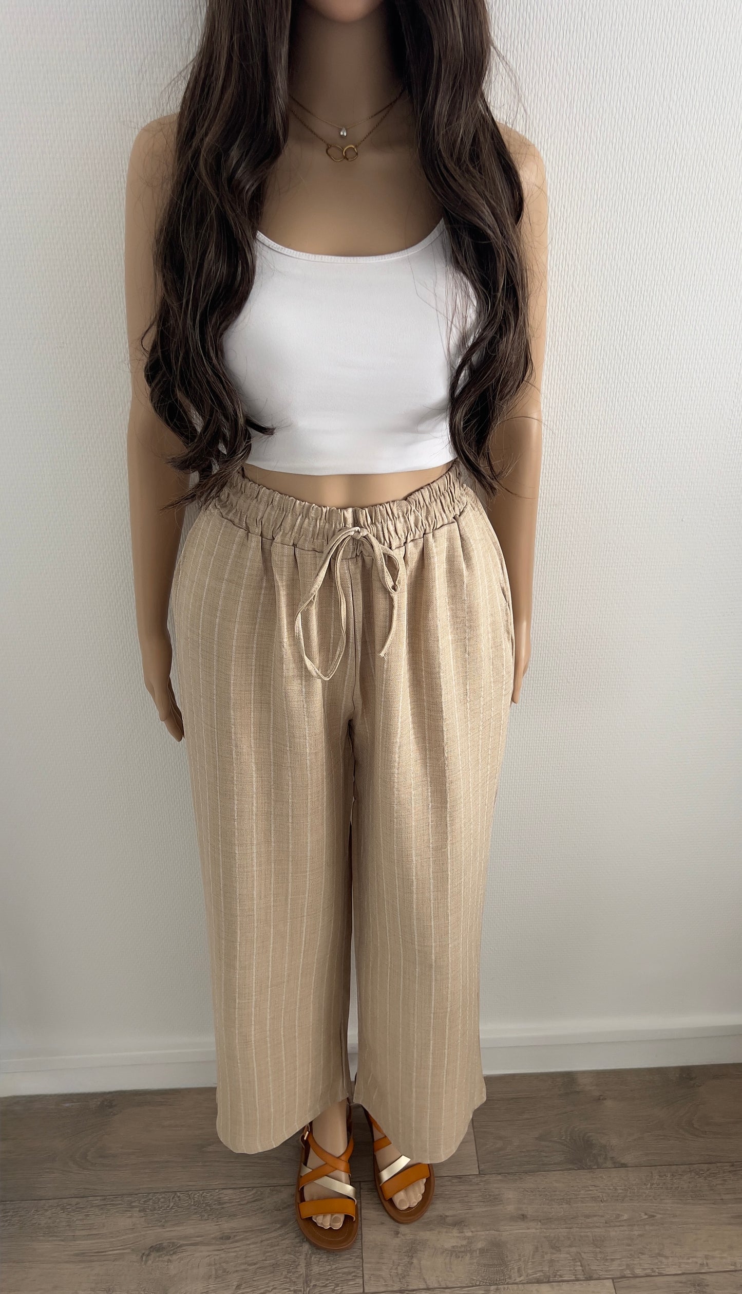 Pantalon “Naya” – Rayures Beige