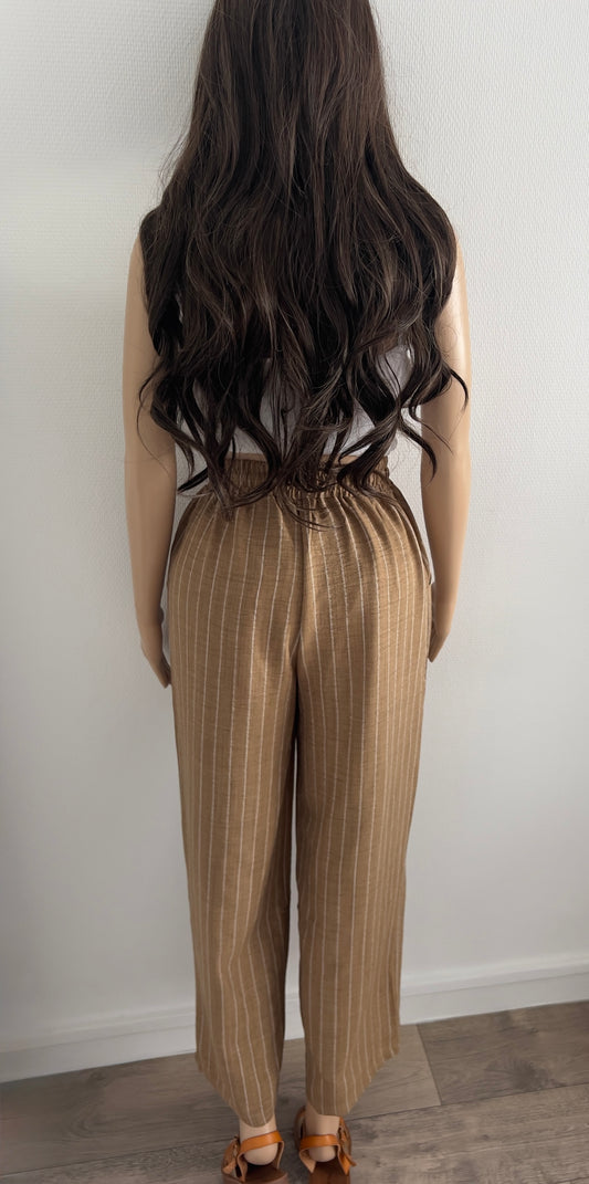 Pantalon “Naya” – Rayures Camel