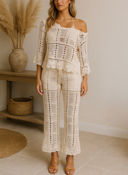 Ensemble “Santorini” – Total Look Crochet Crème