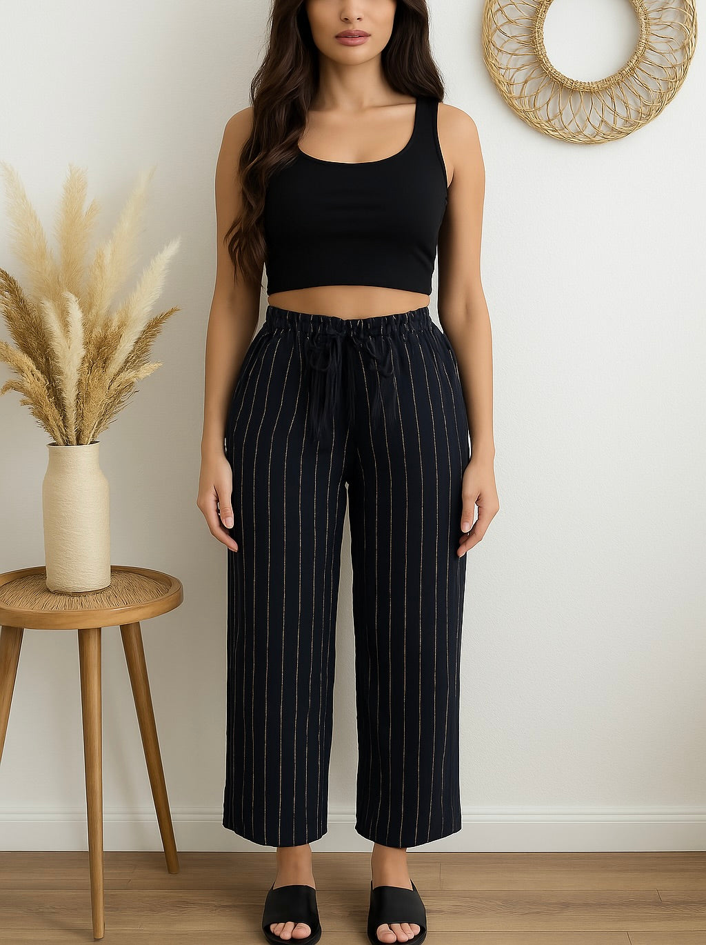 Pantalon “Naya” – Rayures Beige